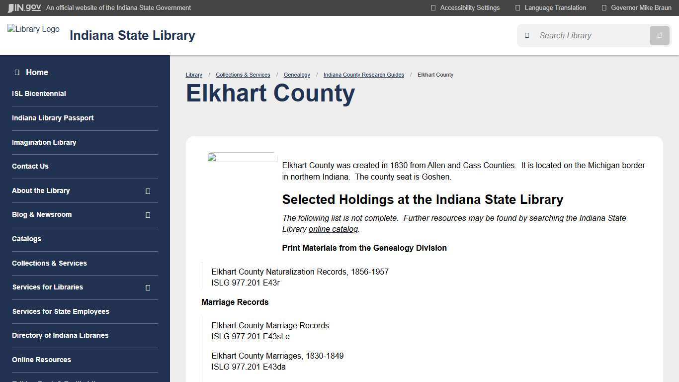 Indiana State Library: Elkhart County